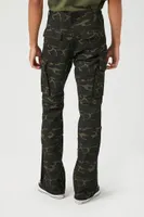 Men Twill Camo Print Slim-Fit Pants in Olive Medium