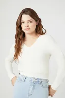 Women's Cropped V-Neck Sweater