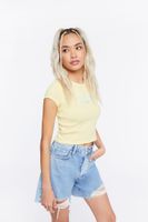 Women's Malibu Graphic Cropped T-Shirt in Yellow Large