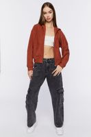 Women's French Terry Ribbed Zip-Up Hoodie in Sienna Small