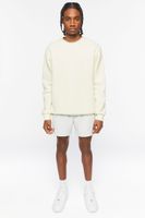 Men Fleece Crew Sweatshirt in Cream Medium