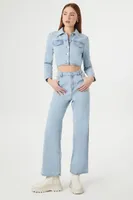 Women's Denim Cutout Straight-Leg Jumpsuit Light