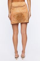 Women's Abstract Print Tulip-Hem Mini Skirt in Brown Medium