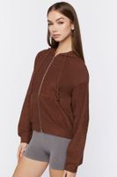 Women's French Terry Ribbed Zip-Up Hoodie