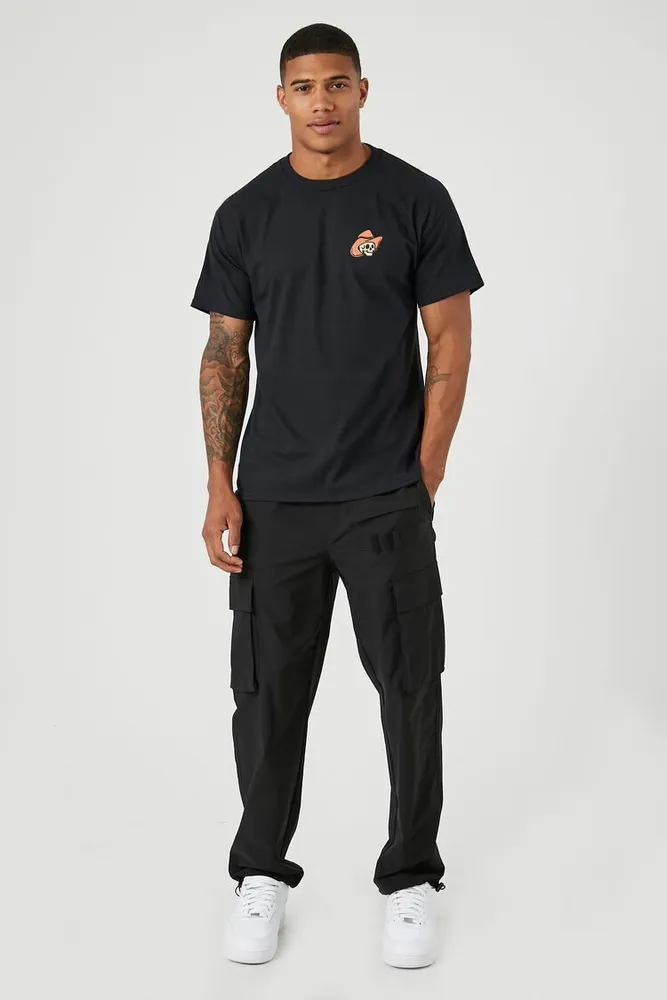 Men Skeleton Cowboy Graphic Tee in Black Small