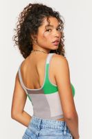 Women's Colorblock Cropped Tank Top in Green/Silver Medium