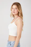 Women's Seamless Mineral Wash Cropped Cami in White, M/L