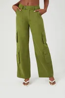 Women's Flare-Leg Cargo Pants in Olive Medium