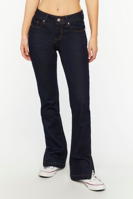 Women's Split-Hem Slim-Fit Jeans Dark Denim,
