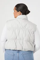 Women's Quilted Puffer Vest in Silver, 1X