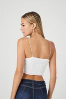 Women's Textured V-Hem Cropped Cami in White, XL