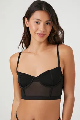 Women's Mesh Corset Bra in Black Small