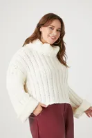 Women's Ribbed Turtleneck Sweater Vanilla,