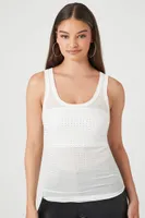 Women's Sheer Rhinestone Tank Top in White Medium