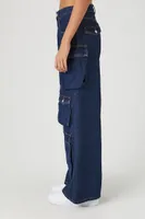 Women's High-Rise Wide-Leg Cargo Jeans Dark Denim,