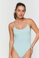 Women's Seamless Ribbed Bodysuit in Powder Blue Large