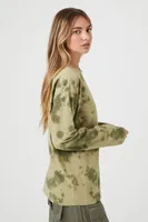 Women's Tie-Dye Long-Sleeve T-Shirt in Olive, XS