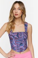 Women's Abstract Print Corset Crop Top in Dusk Large