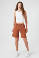 Women's Frayed Bermuda Shorts in Chestnut Large