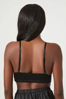 Women's Satin Longline Triangle Bralette in Black Small