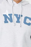 Women's NYC Star Patch Hoodie in Heather Grey, 1X