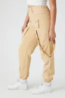 Women's Corduroy Cargo Joggers in Khaki Large