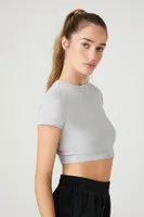 Women's Active Seamless Cropped Tee in Heather Grey Large