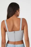 Women's Ribbed Rose Cropped Bustier Top in Harbor Grey Large