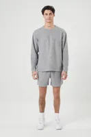 Men Ribbed Knit Heathered Drawstring Sweatshorts in Heather Grey Small