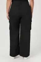 Women's Wide-Leg Cargo Pants in Black, 3X
