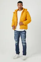 Men Hooded Puffer Jacket in Gold Medium