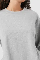 Women's Cotton-Blend Jersey Knit Top in Heather Grey Small