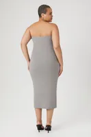 Women's Bodycon Tube Midi Dress Dark Grey,