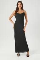 Women's Satin Cowl Slip Maxi Dress in Black Medium