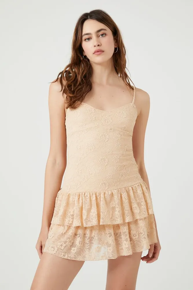 Women's Lace Drop-Waist Mini Dress