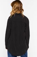 Women's Long-Sleeve Dolphin-Hem Shirt in Black Small