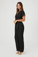 Women's Surplice Wrap Jumpsuit in Black Small