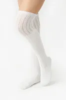 Over-the-Knee Pointelle Knit Socks in White