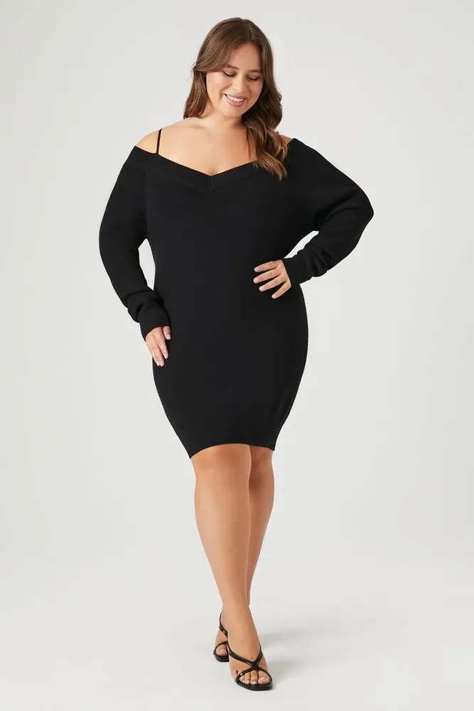 Women's Off-The-Shoulder Midi Sweater Dress