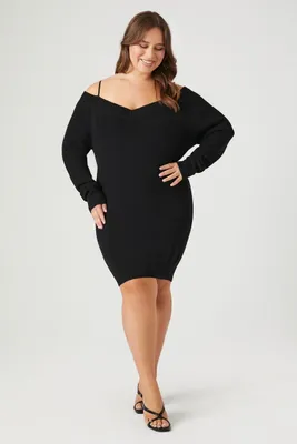 Women's Open-Shoulder Mini Sweater Dress