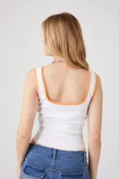 Women's Ribbed Half-Button Tank Top White/Island Mango