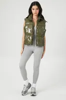 Women's Quilted Puffer Vest in Olive Large