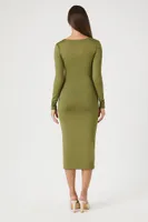 Women's Bodycon Midi Dress in Olive Small