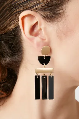Women's Geo Chandelier Earrings in Gold/Black