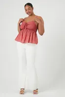 Women's Smocked Flounce Cami in Faded Rose, 0X