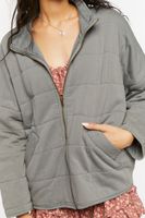 Women's Quilted Zip-Up Jacket in Dark Grey Large