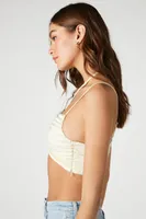 Women's Pleated Halter Bralette in Vanilla, XL