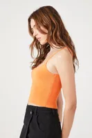 Women's Sweater-Knit Cropped Cami in Orange Small