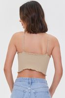 Women's Lettuce-Edge Cropped Cami in Cappuccino, M/L