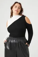 Women's Colorblock Cutout Sweater Black/Vanilla,